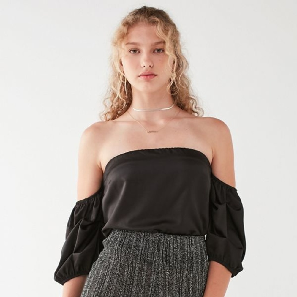 urban outfitters Off-The-Shoulder Satin Blouse